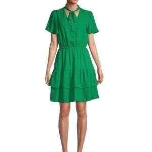 Nanette Lepore | Tie Neck Tiered Green Lantern Dress​​​​​ New with tags